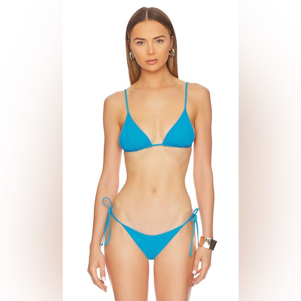 L Space NWT Blue Ribbed Bikini Set Size Small